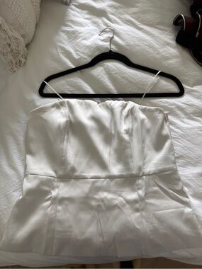 White Satin Strapless Corset Top